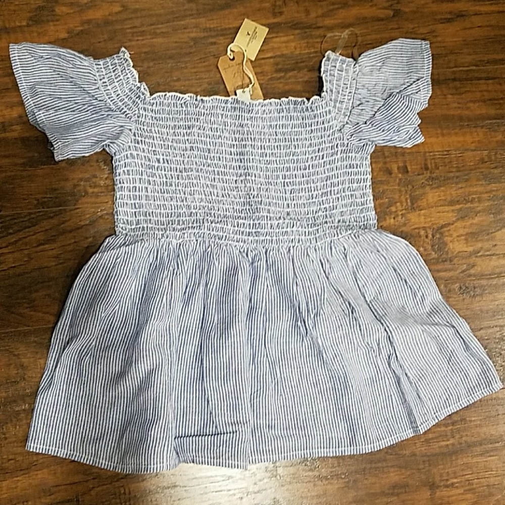 American Eagle Blur Pinstripe Off Shoulder top